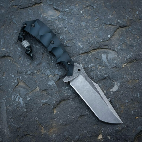 MCK-01 CUSTOM HANDMADE 3V STEEL HUNTING KNIFE WITH G10 SHEATG HANDLE WITH PURE LEATHER SHEATH