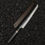 MCK-70 HANDMADE SPRING STEEL RAZOR SHARP EDGE CHEF KNIFE WITH ROSE WOOD HANDLE WITH PURE WOODEN SCABBARD SHEATH