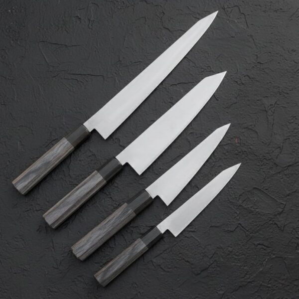 MCK-32 CUSTOM HANDMADE 4 PIECE CHEF SET 3v STEEL KNIVES WITH ASH PAKKA WOOD HANDLE WITH PURE LEATHER BAG