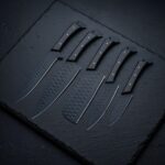 MCK-23 CUSTOM HANDMADE  5 PIECE CHEF SET 440C STEEL KNIVES WITH ROSE WOOD HANDLE WITH PURE LEATHER SHEATH