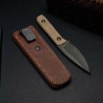 MCK-74 CUSTOM HANDMADE 3V STEEL EDC KNIFE WITH G10 SHEATG HANDLE WITH PURE LEATHER SHEATH