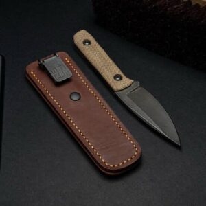 MCK-74 CUSTOM HANDMADE 3V STEEL EDC KNIFE WITH G10 SHEATG HANDLE WITH PURE LEATHER SHEATH
