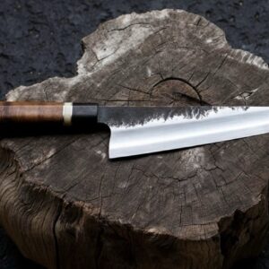 MCK-71 HANDMADE SPRING STEEL RAZOR SHARP EDGE CHEF KNIFE WITH ROSE WOOD HANDLE WITH PURE WOODEN SCABBARD SHEATH