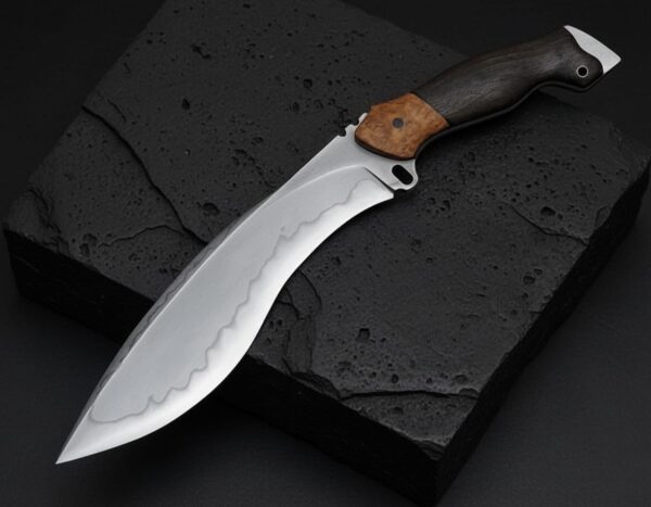 MCK-34 CUSTOM HANDMADE 440C STEEL KUKRI KNIFE WITH ROSE WOOD HANDLE WITH PURE LEATHER SHEATH