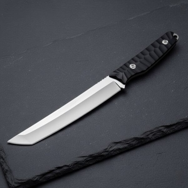 * MCK-04 CUSTOM HANDMADE 3V STEEL HUNTING KNIFE WITH G10 SHEATG HANDLE WITH PURE LEATHER SHEATH