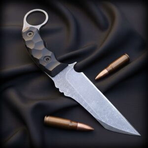 MCK-10 CUSTOM HANDMADE SPRING STEEL HUNTING KNIFE WITH G10 SHEATG HANDLE WITH PURE LEATHER SHEATH