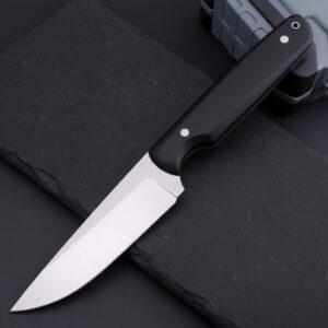 MCK-20 CUSTOM HANDMADE 3V STEEL HUNTING BUSHCRAFT KNIFE WITH G10 SHEATH HANDLE WITH PURE LEATHER SHEATH