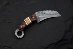 MCK-40 CUSTOM HANDMADE DAMASCUS STEEL KARAMBIT KNIFE WITH ROSE WOOD HANDLE WITH PURE LEATHER SHEATH