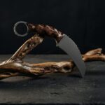 MCK-42 CUSTOM HANDMADE 440C STEEL KARAMBIT KNIFE WITH ROSE WOOD HANDLE WITH PURE LEATHER SHEATH