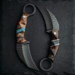 MCK-43 CUSTOM HANDMADE 440C STEEL KARAMBIT KNIFE WITH ROSE WOOD HANDLE WITH PURE LEATHER SHEATH
