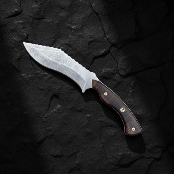 MCK-22 CUSTOM HANDMADE  SPRING STEEL KUKRI KNIFE WITH ROSE WOOD HANDLE WITH PURE LEATHER SHEATH