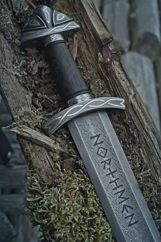 MCK-45 CUSTOM HAND FORGED DAMASCUS STEEL NORTHMAN THE MOVIE SWORD WITH ROSE WOOD HANDLE AND  WOODEN SCABBARD SHEATH