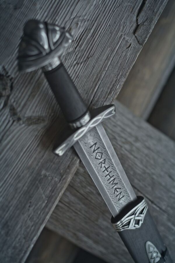 MCK-45 CUSTOM HAND FORGED DAMASCUS STEEL NORTHMAN THE MOVIE SWORD WITH ROSE WOOD HANDLE AND  WOODEN SCABBARD SHEATH