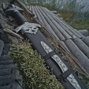 MCK-45 CUSTOM HAND FORGED DAMASCUS STEEL NORTHMAN THE MOVIE SWORD WITH ROSE WOOD HANDLE AND  WOODEN SCABBARD SHEATH