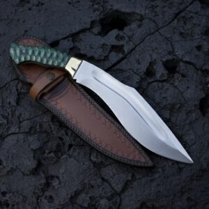 MCK-36 CUSTOM HANDMADE SPRING STEEL KUKRI KNIFE WITH PAKKA WOOD HANDLE WITH PURE LEATHER SHEATH