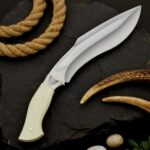 MCK-38 CUSTOM HANDMADE 440C STEEL KUKRI KNIFE WITH CAMEL BONE HANDLE WITH PURE LEATHER SHEATH