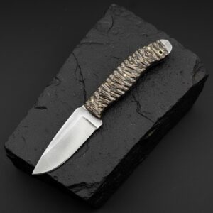 MCK-72 CUSTOM HANDMADE 3V STEEL HUNTING KNIFE WITH G10 SHEATG HANDLE WITH PURE LEATHER SHEATH