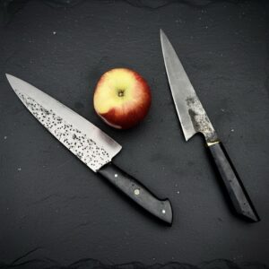 CUSTOM HANDMADE 3V STEEL CHEF KNIFE WITH G10 SHEATG HANDLE WITH PURE LEATHER SHEATH