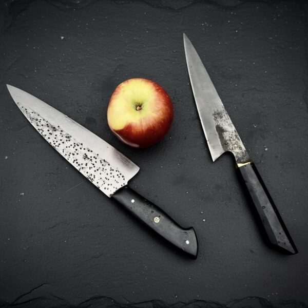 CUSTOM HANDMADE 3V STEEL CHEF KNIFE WITH G10 SHEATG HANDLE WITH PURE LEATHER SHEATH