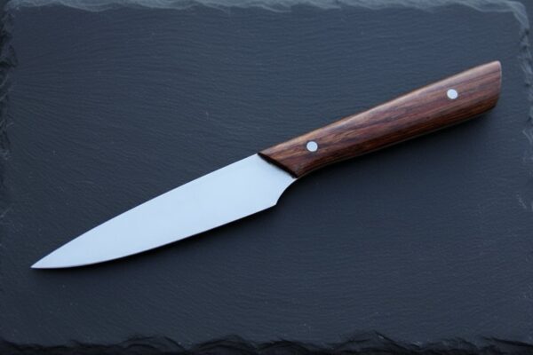 MCK-69 HANDMADE SPRING STEEL RAZOR SHARP EDGE CHEF KNIFE WITH ROSE WOOD HANDLE WITH PURE LEATHER SHEATH