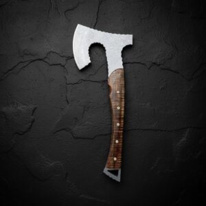 MCK-55 HANDMADE D2 STEEL RAZOR SHARP EDGE FULL TANG AXE WITH ROSE WOOD HANDLE WITH PURE LEATHER SHEATH