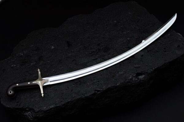 MCK-51 CUSTOM HAND FORGED 440C STEEL ARABIC SWORD WITH BUFFALO HORN HANDLE AND LEATHER SHEATH