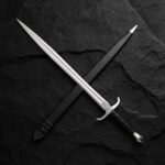 MCK-52 CUSTOM HAND FORGED 440C STEEL DOUBLE WDGE SWORD WITH LEATHER WARPED HANDLE AND LEATHER SHEATH