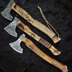 MCK-63 HANDMADE 440C STEEL RAZOR SHARP EDGE AXE WITH ROSE WOOD HANDLE WITH PURE LEATHER SHEATH