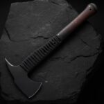 MCK-57 HANDMADE 440C STEEL RAZOR SHARP EDGE FULL TANG AXE WITH ROSE WOOD HANDLE WITH PURE LEATHER SHEATH