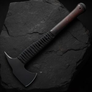 MCK-57 HANDMADE 440C STEEL RAZOR SHARP EDGE FULL TANG AXE WITH ROSE WOOD HANDLE WITH PURE LEATHER SHEATH